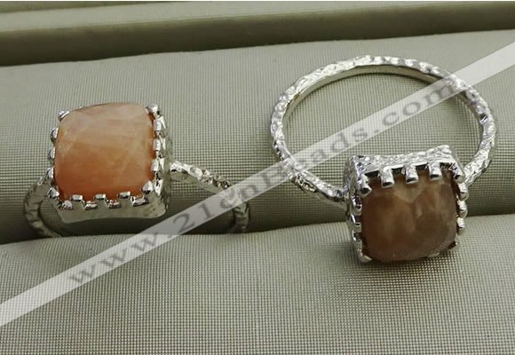 NGR1066 8*8mm square moonstone gemstone rings wholesale