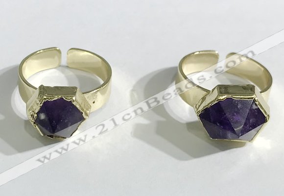 NGR1083 11*11mm - 13*13mm faceted nuggets amethyst gemstone rings wholesale