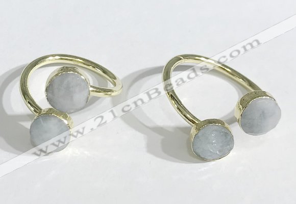 NGR1085 8mm coin aquamarine gemstone rings wholesale