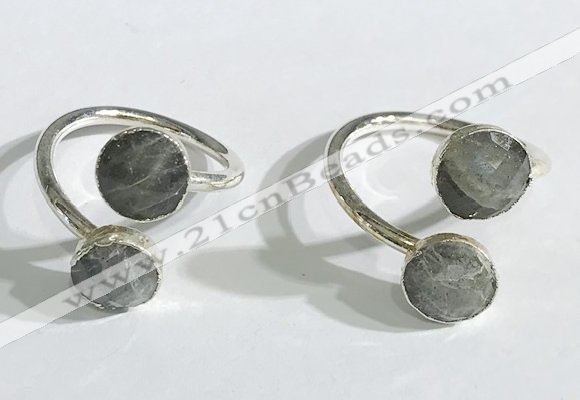 NGR1087 8mm faceted coin  labradorite gemstone rings wholesale