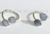 NGR1089 8*10mm faceted flat droplet blue lace agate rings wholesale