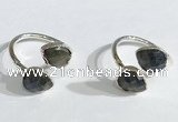 NGR1091 8*10mm faceted flat droplet labradorite rings wholesale