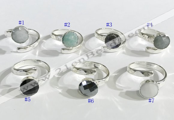 NGR1101 10mm faceted coin  mixed gemstone rings wholesale