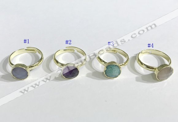 NGR1102 10mm faceted coin  mixed gemstone rings wholesale