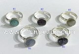 NGR1103 10mm faceted coin  mixed gemstone rings wholesale