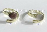 NGR1106 8*10mm faceted flat droplet  mixed gemstone rings wholesale