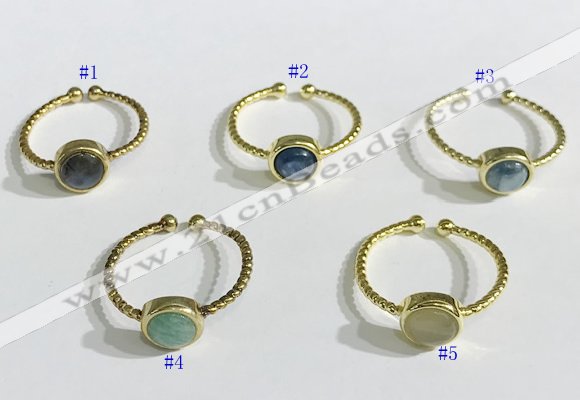 NGR1109 8mm coin  mixed gemstone rings wholesale