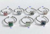 NGR1112 8mm square  mixed gemstone rings wholesale