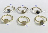 NGR1114 8mm coin  druzy agate gemstone rings wholesale