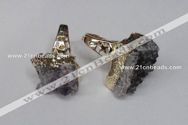 NGR113 18*35mm - 22*40mm faceted nuggets druzy amethyst rings