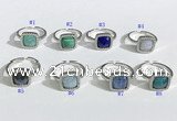 NGR1131 12mm square mixed gemstone gemstone rings wholesale
