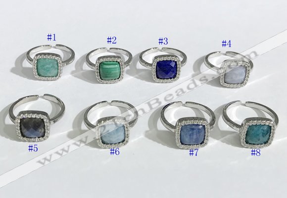 NGR1131 12mm square mixed gemstone gemstone rings wholesale