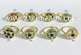 NGR1135 14mm flat round mixed gemstone gemstone rings wholesale