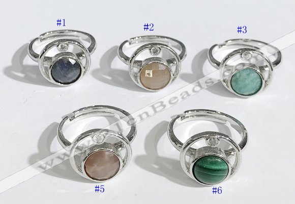 NGR1136 7mm - 11mm flat round mixed gemstone gemstone rings wholesale