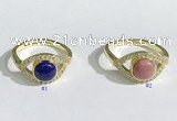 NGR1138 7mm flat round mixed gemstone gemstone rings wholesale