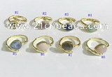 NGR1143 8*10mm faceted flat droplet mixed gemstone rings wholesale