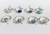 NGR1144 8*10mm faceted flat droplet mixed gemstone rings wholesale