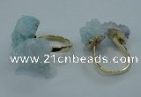 NGR12 15*20mm - 20*25mm nuggets plated druzy quartz rings