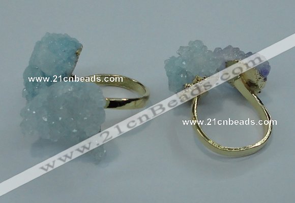 NGR12 15*20mm - 20*25mm nuggets plated druzy quartz rings