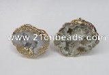 NGR126 30*40mm - 35*45mm freeform plated druzy quartz rings