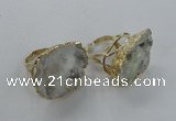 NGR127 30*35mm - 35*40mm freeform plated druzy quartz rings