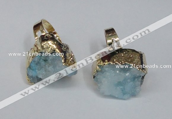 NGR132 18*25mm - 20*25mm freeform plated druzy quartz rings