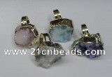 NGR133 18*25mm - 20*25mm freeform plated druzy quartz rings