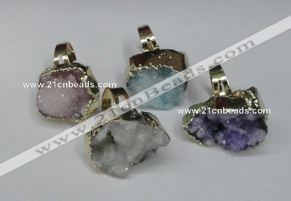 NGR133 18*25mm - 20*25mm freeform plated druzy quartz rings