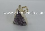 NGR137 25*30mm triangle plated druzy amethyst rings wholesale