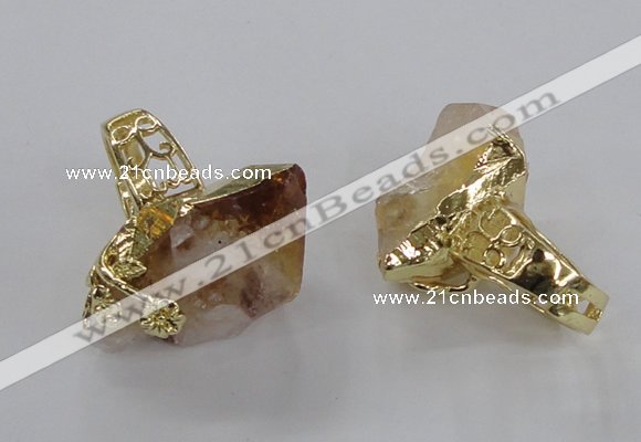 NGR144 18*25mm - 22*30mm faceted nuggets citrine gemstone rings