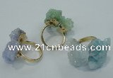 NGR15 15*20mm - 20*25mm nuggets plated druzy quartz rings