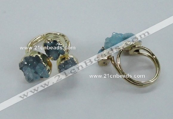 NGR152 8*10mm - 15*20mm nuggets druzy quartz rings wholesale