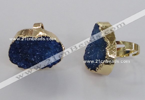 NGR156 22*30mm - 25*30mm freeform druzy agate rings wholesale