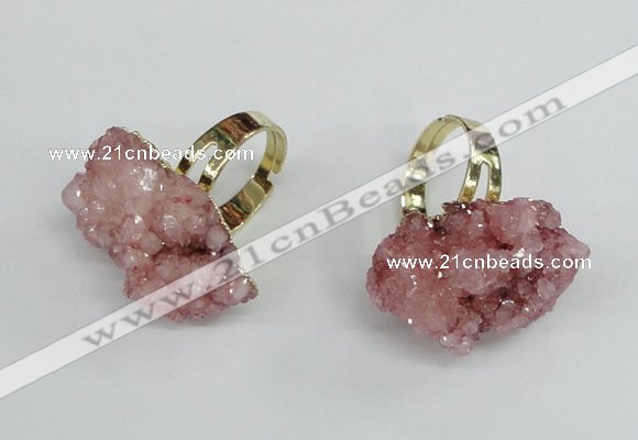 NGR16 18*25mm - 25*30mm nuggets plated druzy quartz rings