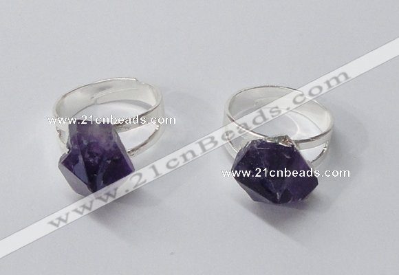 NGR168 10*14mm - 12*16mm faceted nuggets amethyst gemstone rings