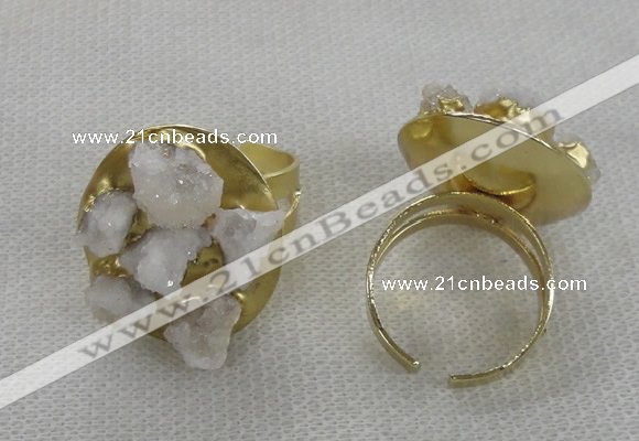 NGR175 25*30mm druzy agate gemstone rings wholesale