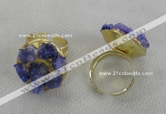 NGR177 25*30mm druzy agate gemstone rings wholesale