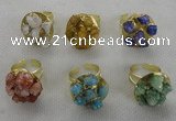 NGR181 25*30mm druzy agate gemstone rings wholesale