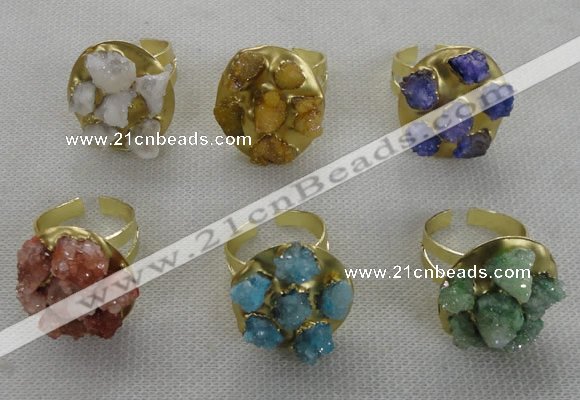 NGR181 25*30mm druzy agate gemstone rings wholesale