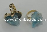 NGR19 18*25mm - 25*30mm nuggets plated druzy quartz rings