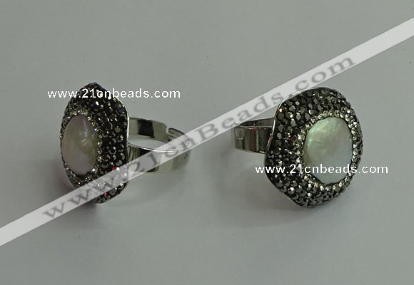 NGR2001 25*25mm flower pearl rings wholesale