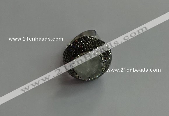 NGR2005 20*25mm flower druzy quartz rings wholesale