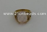 NGR2041 10*15mm faceted oval rose quartz gemstone rings