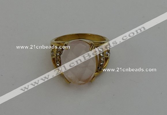 NGR2041 10*15mm faceted oval rose quartz gemstone rings