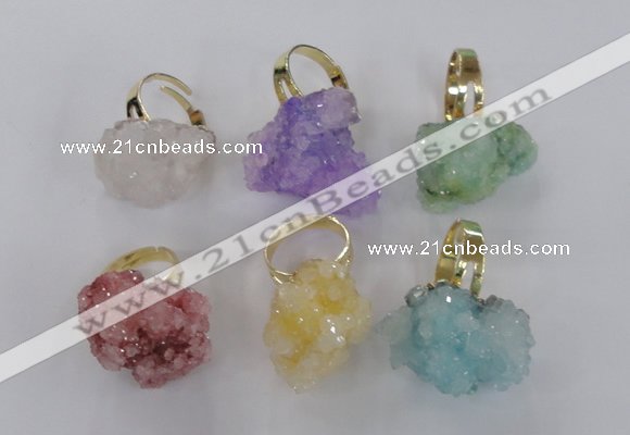 NGR21 18*25mm - 25*30mm nuggets plated druzy quartz rings