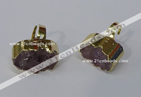 NGR210 15*25mm - 18*30mm oval druzy amethyst rings wholesale