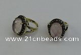 NGR2101 10*15mm faceted oval rose quartz gemstone rings