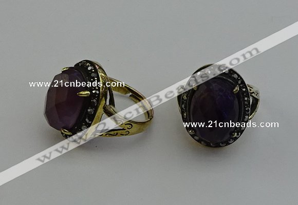 NGR2103 10*15mm faceted oval amethyst gemstone rings wholesale