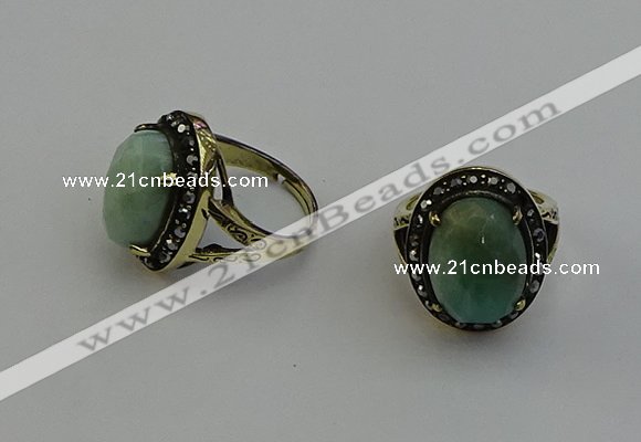 NGR2108 10*15mm faceted oval amazonite gemstone rings wholesale