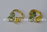 NGR212 5*8mm - 6*10mm freeform druzy agate & peridot rings wholesale